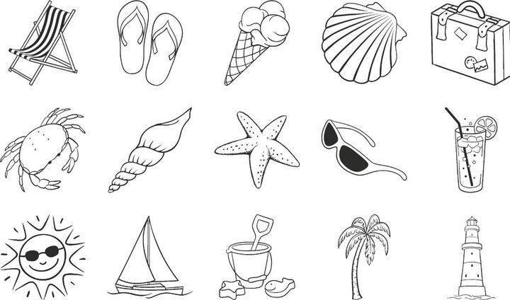 Produktbild Heyda Motivstempel-Set "Urlaub", Klarsicht-Runddose