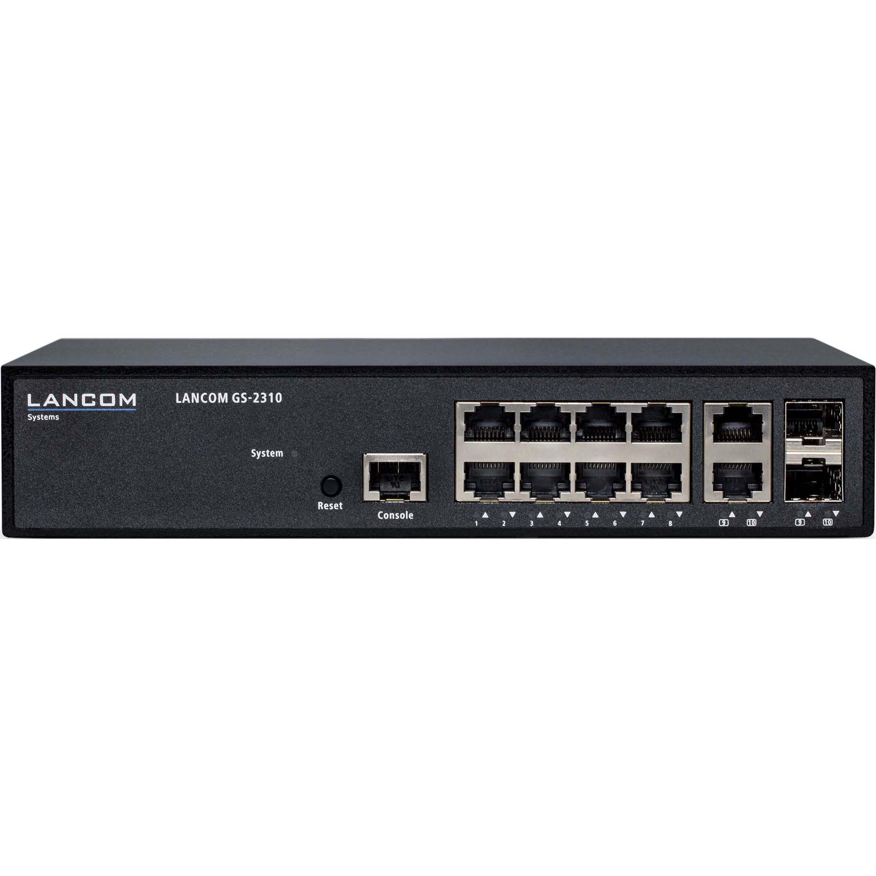 Lancom Systems Lancom GSManaged Layer2Switch 10 Ports Switch Gbps (12 Ports), Netzwerk Switch, Schwarz