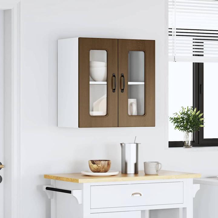 Actual product image VidaXL Kitchen wall unit with glass door Kalmar brown oak-look (60 x 31 x 60 cm)