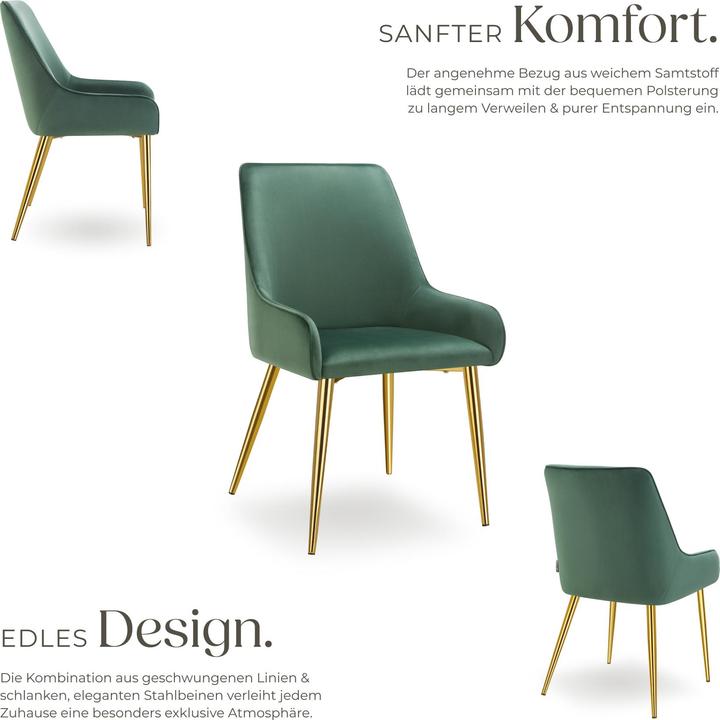 Actual product image tectake Avane upholstered chair, velvet look, load capacity 120 kg