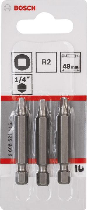 Produktbild Bosch Professional Zubehör Schrauberbit Extra-Hart R2, 49 mm, 3er-Pack (Sechskant (hexagonal))