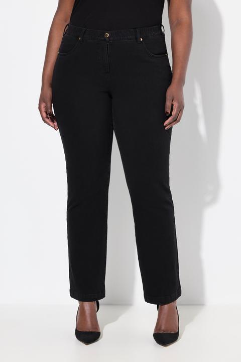 Immagine prodotto Ulla Popken Jeans modello Mandy con black denim, taglio della gamba dritto e cintura elastica (27)