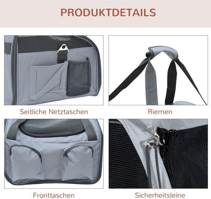 Produktbild Swisshandel24 Transportbox Tragetasche 41 x 34 x 30cm Oxford Gewebe grau (Hund, Faltbar)