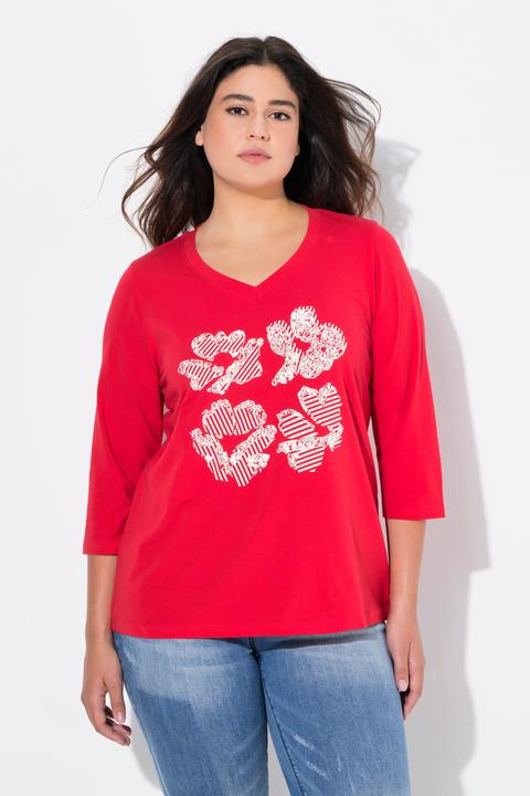 Image du produit Ulla Popken T-shirt à fleurs Classic, col V et manches 3/4 (50, 52)