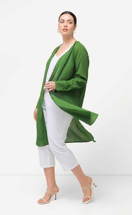 Image du produit Ulla Popken Blouse longue à tissu texturé. Ligne A avec col tunisien et manches longues (46, 48)
