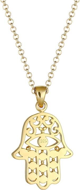 Immagine prodotto Elli Collana Hamsa Mano di Fatima Cristalli del Malocchio Argento 925 (Cristallo di vetro, Argento 925 placcato oro, 60 cm)