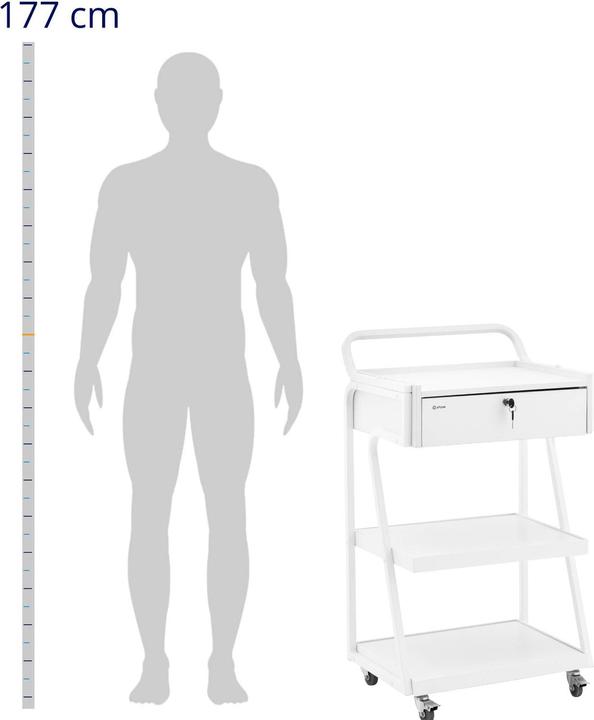 Actual product image Physa Cosmetic trolley - 1 lockable drawer - 3 Shelves - max. 80 kg - white