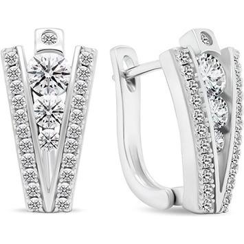 Brilio, Ohrringe, Silver - Sparkling silver earrings with zircons EA463W