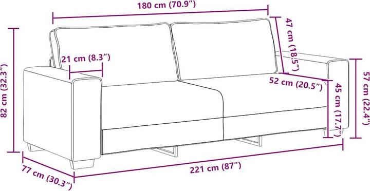 Produktbild vidaXL 3-Sitzer-Sofa (3-Sitzer)
