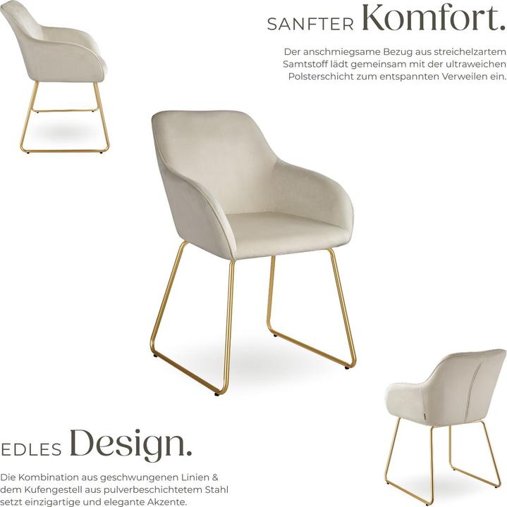 Actual product image tectake Dining chair Jeane, velvet look, cantilever frame