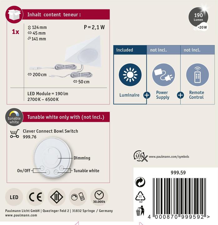 Produktbild Paulmann Clever Connect Trigo (4100 lm)