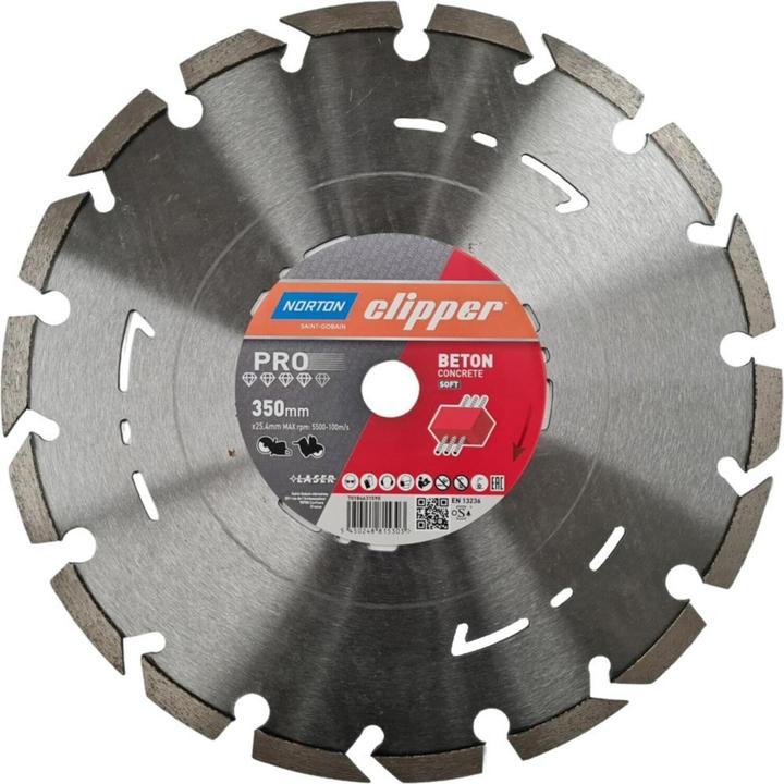 Magni NORTON CLIPPER Diamantscheibe Pro Beton Soft II - Ø 450 mm - Bohrung 25,4 mm - Segment (H/B) 12/3,2