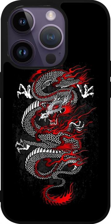 Actual product image PhoneLook Coque Silicone rigide noir Japanese style Dragon Tattoo Red Black (Apple iPhone 15 Pro)