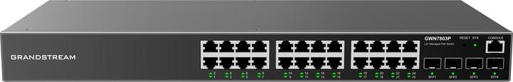 Produktbild Grandstream GWN7803P, Managed Switch, 24x Gigabit ports, 4x SFP, 24x PoE, L2 layer (24 Ports)