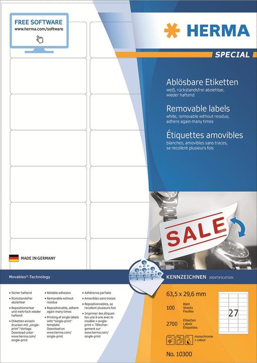 Produktbild HERMA Ablösbare Etiketten A4
