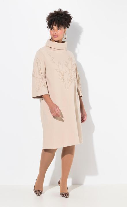 Produktbild Miamoda Sweatkleid, A-Linie, Blüten-Stickerei, Stehkragen (56)