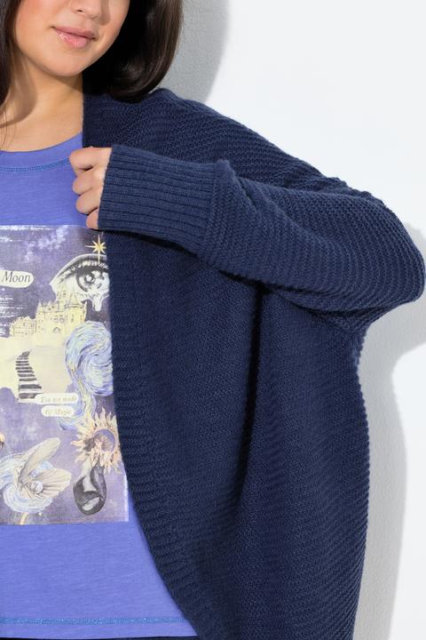 Image du produit Ulla Popken Cardigan coupe ouverte, laine mélangée, silhouette en O (Egg-Shape) (56)