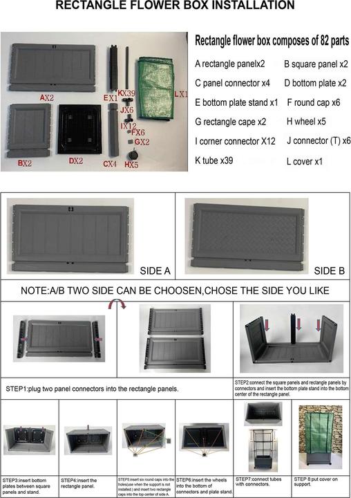 Actual product image HTI-Living Pflanzkübel mit Rankgitter und Folienabdeckung Nessa 60x30 cm