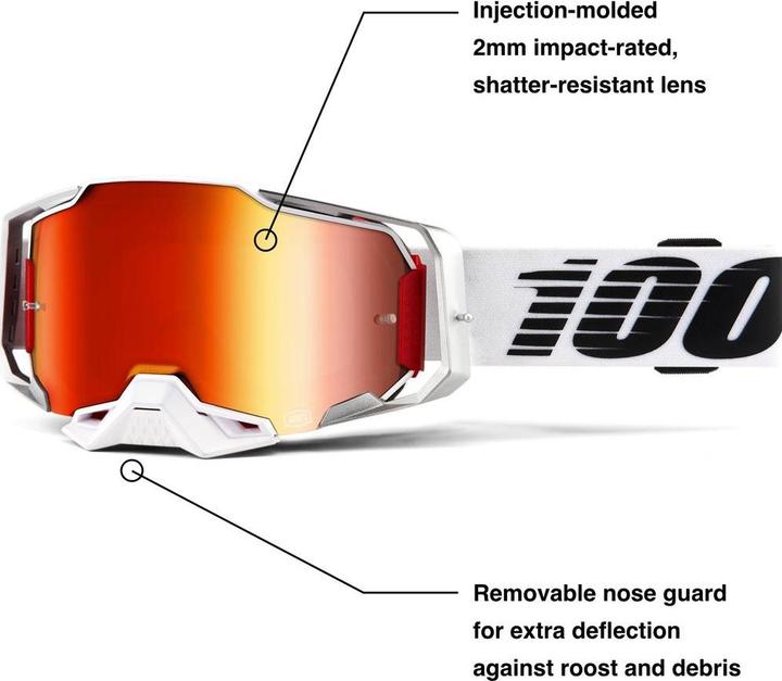 Productafbeelding 100% ARMEGA Veiligheidsbril Rood - Spiegelrood glas (Zwart, Rood)