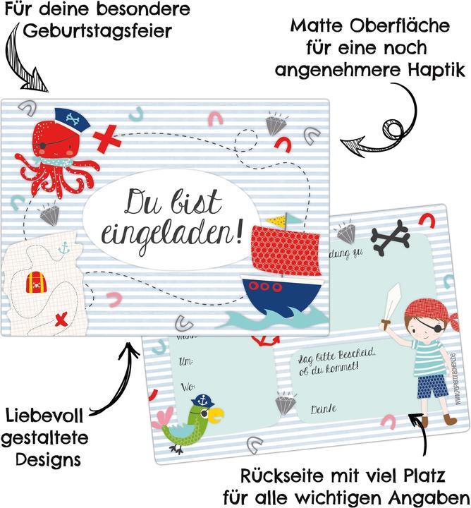 Produktbild Papierdrachen 12 Einladungskarten zum Geburtstag – Pirat (12 Stk.)