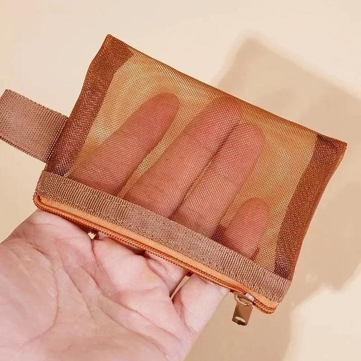 Actual product image Only-Bags.Store 2 Pcs Mini Mesh Storage Bags Multi-colour Portable Pencil Case Holder Coin Cosmetic Jewellery Travel