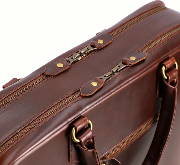 Actual product image Buckle & Seam Leather briefcase Albert Brown / inner lining Dot