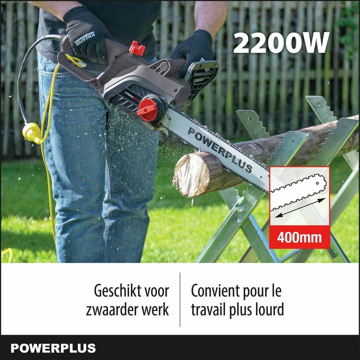 Actual product image Powerplus Chainsaw 2200W 400mm - 1 Acc. (Electric chain saw)