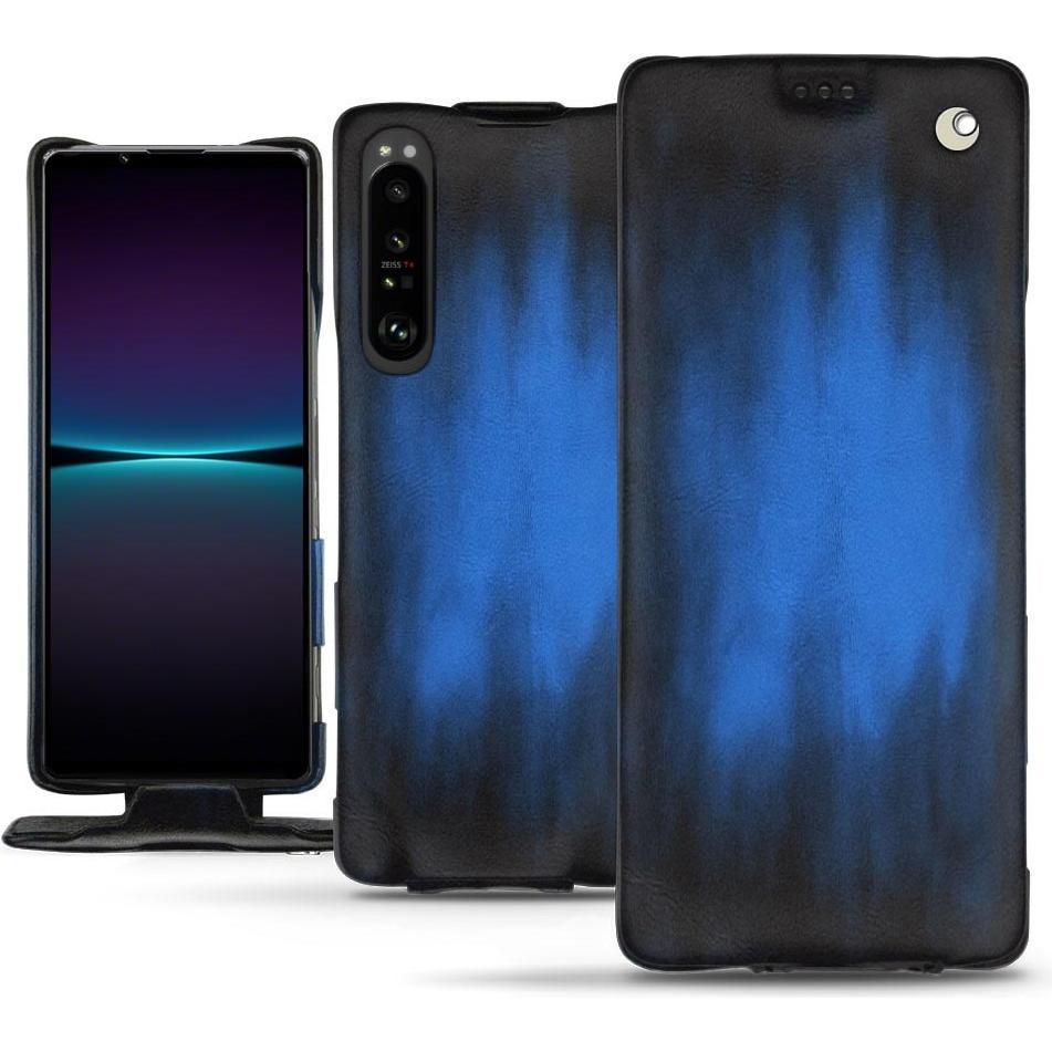 Noreve Lederschutzhülle vertikal (Sony Xperia 1 IV), Smartphone Hülle, Blau