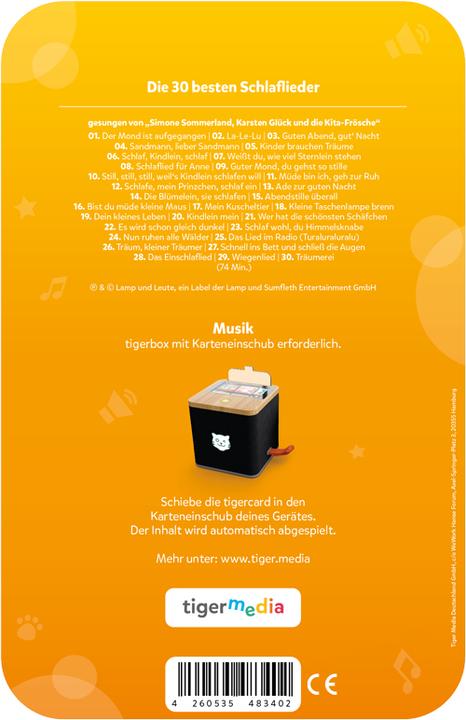 Produktbild Tigermedia Tigercard- Die 30 besten Schlaflieder (Deutsch)