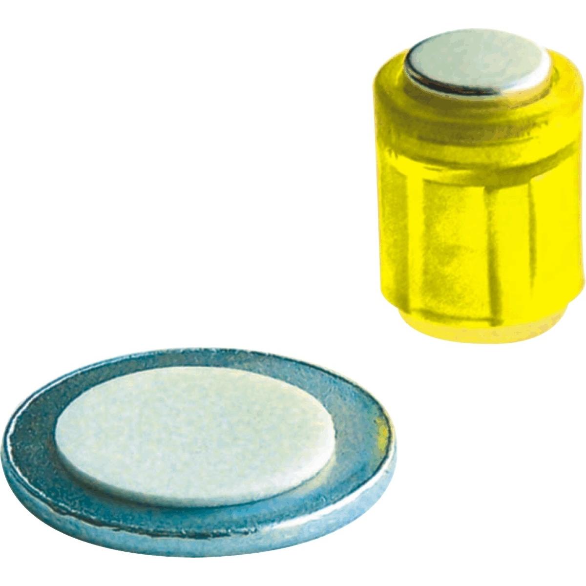 Laurel, Magnet, Magnet Zylinder 14x9mm mit selbstklebender Metallscheibe bis 1900g VE=4 Stück kristallgelb (4 x)