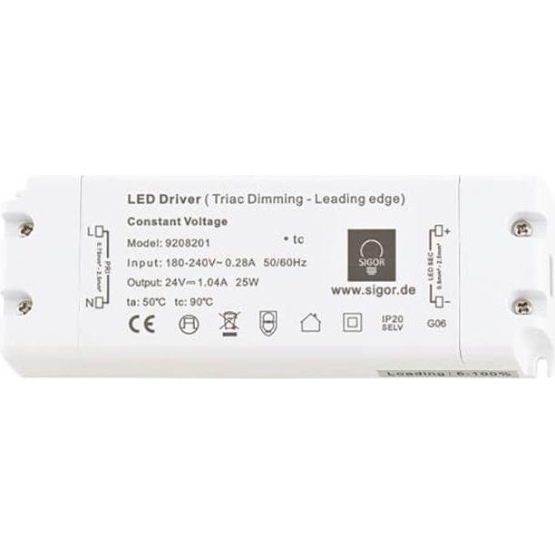 Sigor, Accessori per illuminazione, Alimentatore POWERLINE Triac tariffa flat 25W 24V 155x54x20mm 1,04A IP20