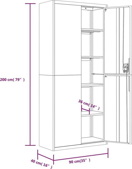 Actual product image vidaXL Bakarne (90 x 40 x 200 cm)