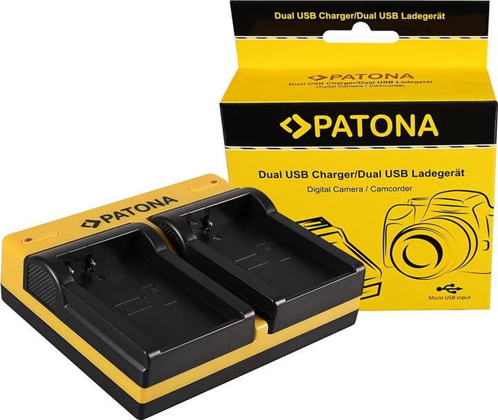 Produktbild Patona Dual Ladegerät f. Garmin P11P15-04-N02 Montana 600 650 600 Moto 650 t inkl. Micro-USB Kabel (Kamera Akku Ladegerät)