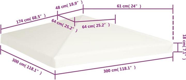 Actual product image vidaXL Pavilion roof 310 g/m² 3x3 m cream white (300 cm, 300 cm)