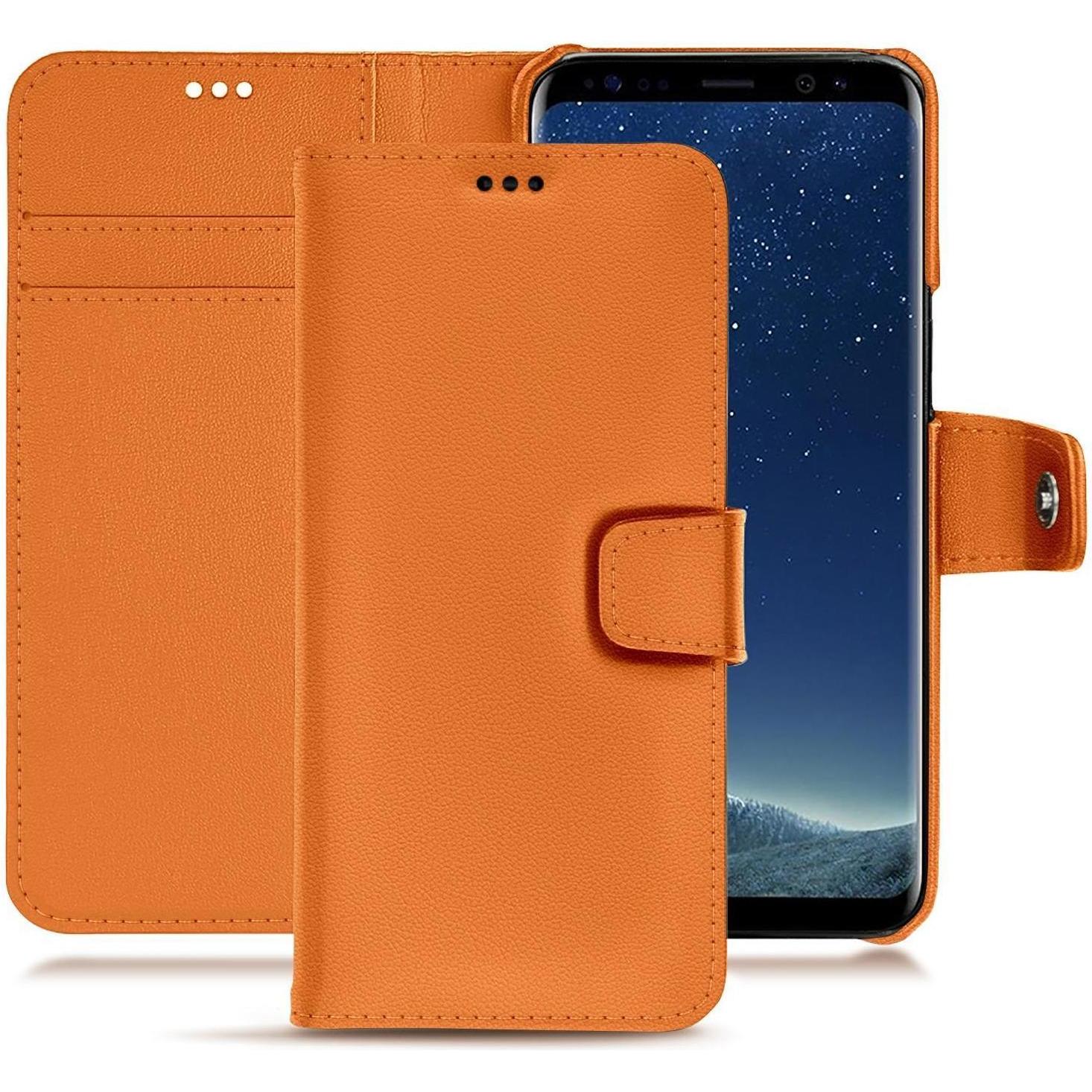 Noreve Lederschutzhülle Wallet (Samsung Galaxy S8+), Smartphone Hülle, Orange