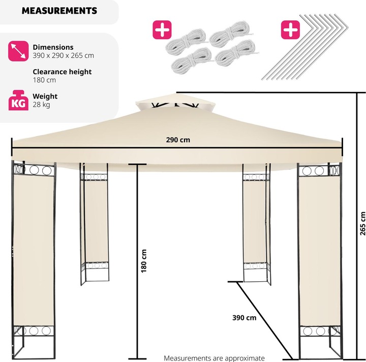 Image du produit tectake Tonnelle 3,9 x 2,9 m LEYLA (390 cm, 290 cm)