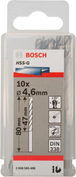 Produktbild Bosch Professional Zubehör PRO Metal HSS-G Spiralbohrer, 4,6 x 47 x 80 mm (4.6 mm)