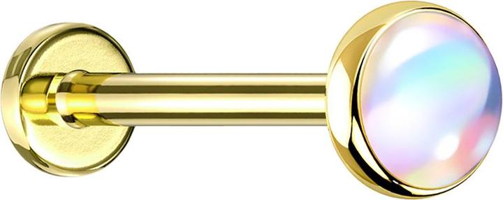 Produktbild Star Piercing Micro Labret vergoldet mit Scheibe irisierend weiss (ohne Messing, Chirurgenstahl 316L)