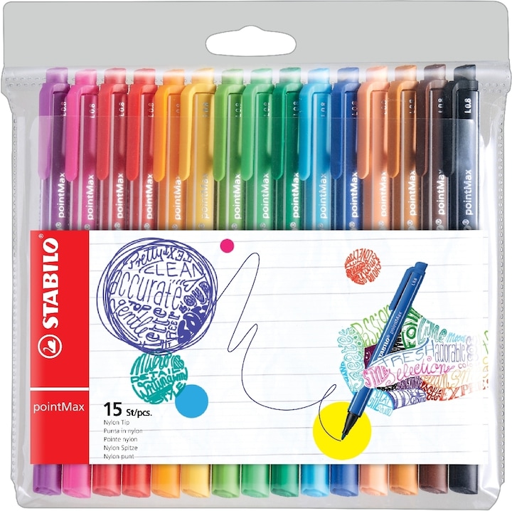 Immagine prodotto STABILO Penne con punta in feltro - pointMax - confezione da 15 - con 15 colori diversi (Multicolore, 15 x)