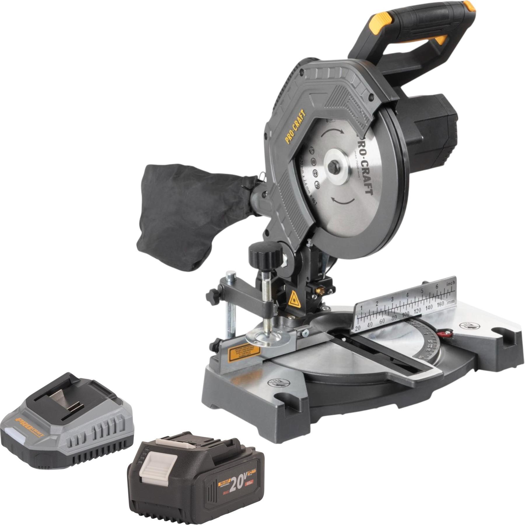 Procraft, Troncatrice radiale, PGS20bb Akku Kappsäge 20 V 210 mm Brushless + 1x Akku 4,0 Ah + Ladegerät