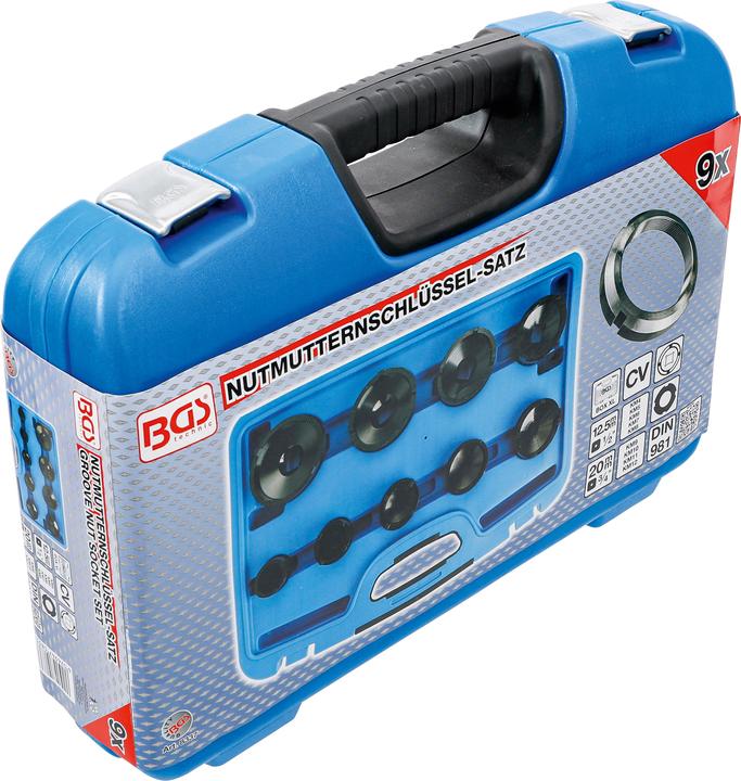 Actual product image BGS Groove Nut Socket Set | external tooth | KM4 - KM12 | 9 pcs.