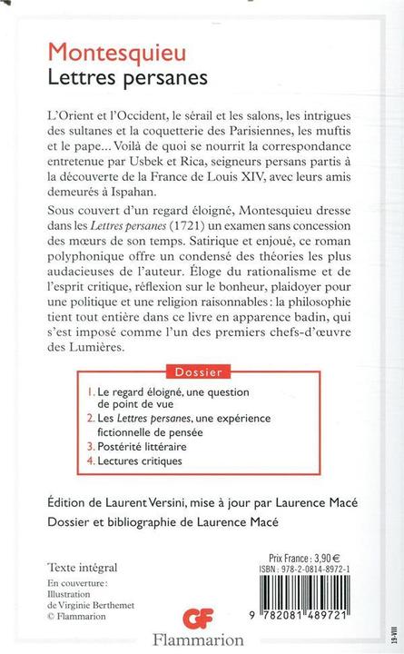 Immagine prodotto G.F. Garden Lettres persanes (Francese, Montesquieu Charles-Louis de Secondat, 2011)