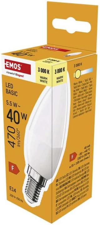 Actual product image Emos LED lamp Basic Candle / E14 / 5.5 W (40 W) / 470 lm / Warm white (E14, 470 lm, 1x)