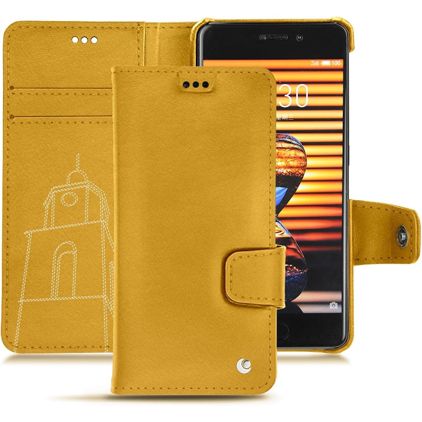 Noreve Lederschutzhülle Wallet (Meizu Pro 7 Plus), Smartphone Hülle, Gelb