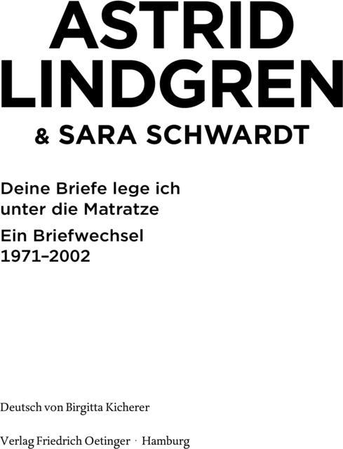 Produktbild Deine Briefe lege ich unter die Matratze (Deutsch, Astrid Lindgren, 2015)