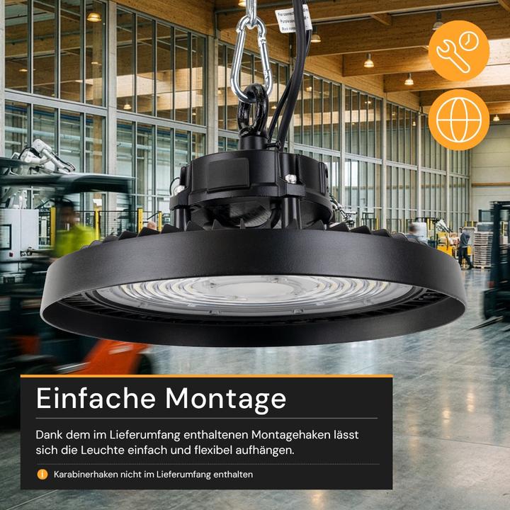 Actual product image Enovalite LED-HighBay-Leuchte, UFO, EEK: C, 150W, 25500lm, 5000K, schwarz (25500 lm)