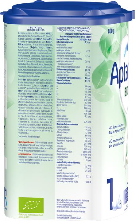 Produktbild Aptamil BIO 1 (800 g, ab Geburt)