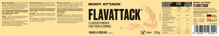 Valori nutrizionali e ingredienti Body Attack Flav Tastic (barattolo da 250g) (Vaniglia, 1 x, 250 g)