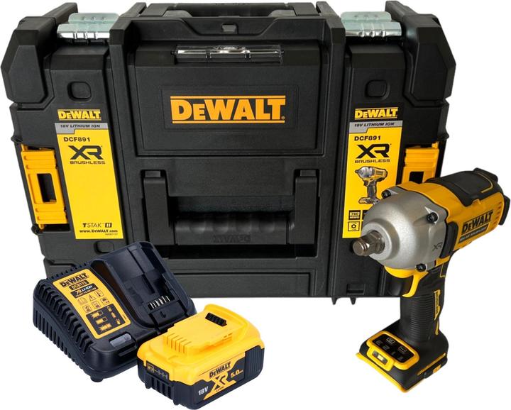 Actual product image DeWalt DCF 891 P1T Cordless impact wrench 18 V 1084 Nm 1/2" Brushless + 1x rechargeable battery 5.0 Ah + (Rechargeable battery operated)