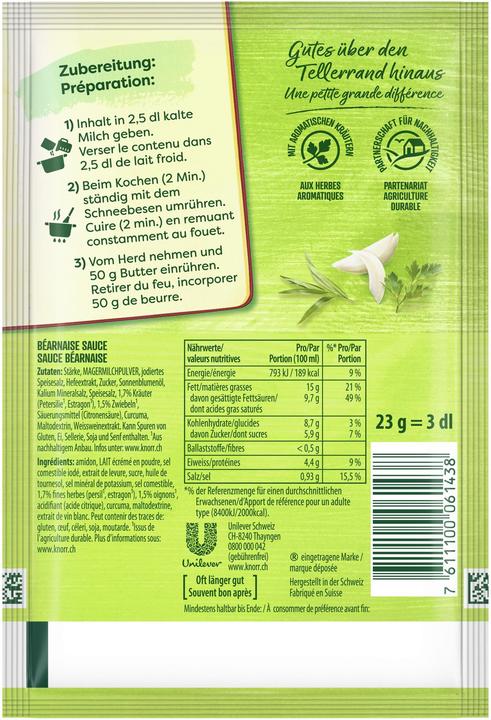 Nährwerte und Zutaten Knorr Trockensauce (230 g, 3 Stk.)